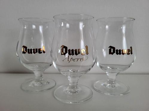 3 kleine glaasjes duvel bierglas 13 cm Duvel apero 16,5 cl, Verzamelen, Biermerken, Zo goed als nieuw, Glas of Glazen, Duvel, Ophalen of Verzenden