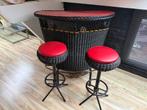 Beau comptoir de bar rouge avec 2 tabourets de bar assortis, Enlèvement, Comme neuf