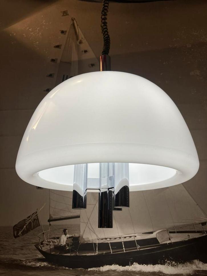 vintage hanglamp met Rolly van Cosack Leuchten, ‘70, Huis en Inrichting, Lampen | Hanglampen, Gebruikt, 50 tot 75 cm, Kunststof