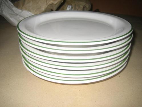 Set van 6 vintage ondiepe dessertborden in wit aardewerk, Huis en Inrichting, Keuken | Servies, Zo goed als nieuw, Bord(en), Effen