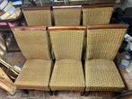 6 rotan eetkamerstoelen, Huis en Inrichting, Ophalen, Gebruikt, Bruin, Riet of Rotan