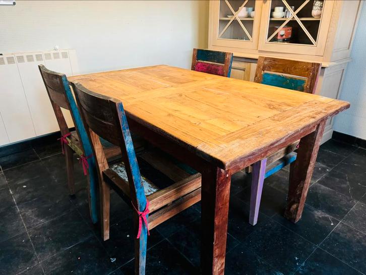 Antieke tafel met stoelen, Huis en Inrichting, Tafels | Eettafels, Zo goed als nieuw, Ophalen