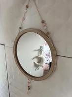 Miroir rond en bois avec perles :, Ophalen, Zo goed als nieuw, Spiegel