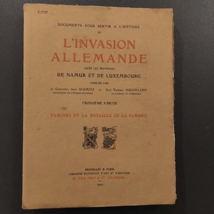 rare + invasion allemande province Namur - EO 1920 - Tamines, Boeken, Oorlog en Militair, Ophalen of Verzenden