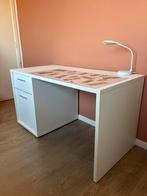 Witte bureau met 1 lade en 1 opbergkast, Huis en Inrichting, Bureaus, Ophalen, Zo goed als nieuw, Bureau