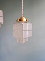 Paar Skyscraper Art Deco hangers in gesatineerd glas, Ophalen of Verzenden