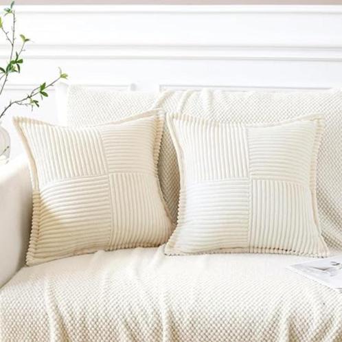 Set van 2 kussenhoezen van zacht corduroy GRATIS LEVERING, Huis en Inrichting, Woonaccessoires | Kussens, Nieuw, Verzenden