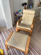 Ikea zetel POANG ecru leder, Huis en Inrichting, Ophalen, Gebruikt