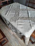 Vintage linnen tafellaken met Venetiaanse kant, Huis en Inrichting, Tafelkleden, Nieuw, Binnen, Rechthoek, Verzenden
