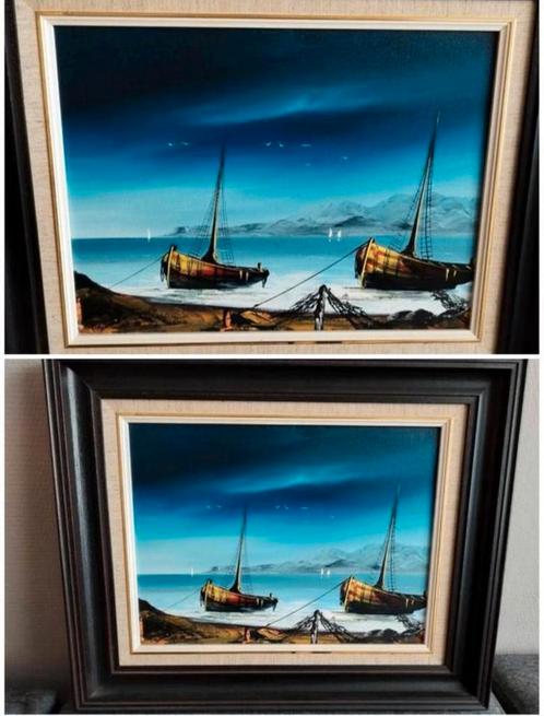 ✓PRACHTIG SCHILDERIJ op canvas, MARINE, getekend - gedateerd, Antiek en Kunst, Kunst | Schilderijen | Klassiek, Ophalen