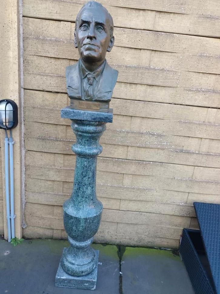 Magnifieke bronzen buste + marmeren sokkel ( zie alle foto's, Antiek en Kunst, Antiek | Brons en Koper, Brons, Ophalen