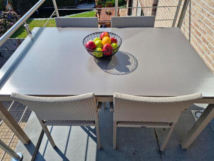 tuinset stoelen+tafel, Tuin en Terras, Tuinsets en Loungesets, Zo goed als nieuw, Tuinset, Wicker, 4 zitplaatsen, Eettafel, Stoel