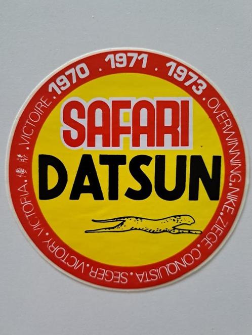 Vintage Sticker - Safari Datsun 1970 - 1971 - 1973, Verzamelen, Stickers, Zo goed als nieuw, Auto of Motor, Ophalen of Verzenden