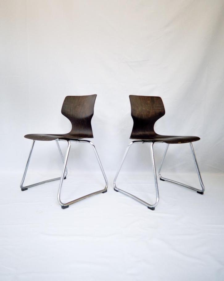2 stoelen van Elmar Flötotto voor Pagholz, Huis en Inrichting, Stoelen, Gebruikt, Twee, Hout, Metaal, Bruin, Ophalen