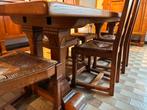 Prachtige massief eiken tafel met 6 stoelen, Antiek en Kunst, Ophalen