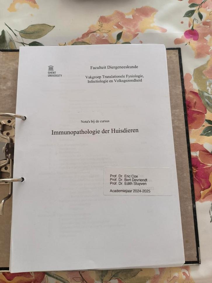 Cursus immunopathologie 3de bachelor, Boeken, Studieboeken en Cursussen, Zo goed als nieuw, Ophalen