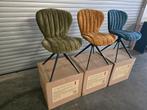 6 stoelen (2xgold2xmoss2xpetrol) silent swivel 180° €390/6st, Ophalen of Verzenden, Nieuw, Stof