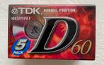 TDK muziekcassettes 60 minuten 5-pack, Ophalen of Verzenden, Nieuw in verpakking, 2 t/m 25 bandjes, Onbespeeld