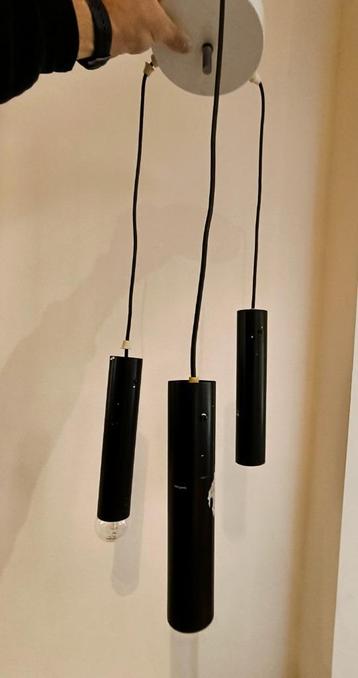 Grote bruine metalen buislamp/ophanglamp, vintage 1970 beschikbaar voor biedingen