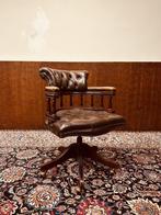 Klassiek Engels Captain Chair Chesterfield Bureaustoel, Antiek en Kunst, Ophalen of Verzenden