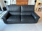 Zwarte lederen salon, zetels, sofa te koop, Trois personnes, 100 à 125 cm, 200 à 250 cm, Banc droit