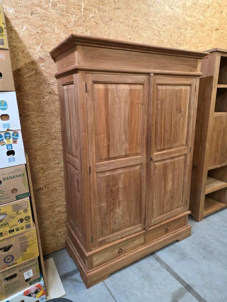 Mooie massief teakhouten schabbenkast/broodkast, Huis en Inrichting, Kasten | Dressoirs, Gebruikt, Ophalen