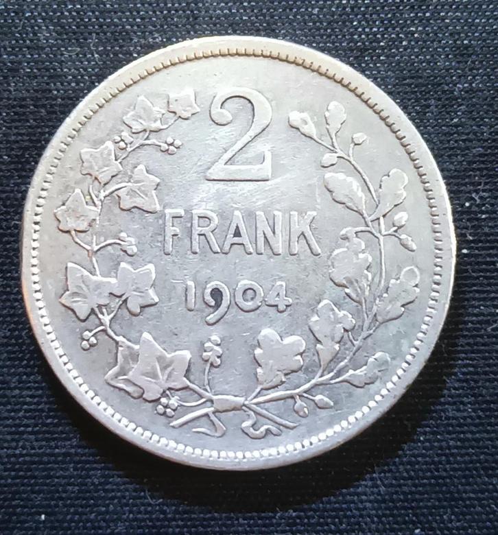 2 frank VL 1904 (Th.) - Leopold II, Postzegels en Munten, Munten | België, Losse munt, Zilver, Zilver, Verzenden
