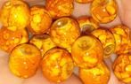 lot kralen 33 geel oranje marmer, Verzenden, Nieuw, Kraal