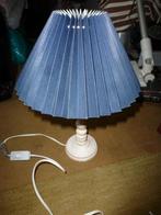 lampekap met blauwe  plisee kap , led lamp, 25 tot 50 cm, Blauw, Rond, Ophalen of Verzenden