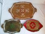3 Florentijnse dienbladen, Ophalen of Verzenden, Gebruikt, Rechthoekig, Hout