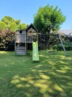 Speeltoren met schommel, glijbaan, klimwand en zandbak, Kinderen en Baby's, Speelgoed | Buiten | Speeltoestellen, Ophalen, Gebruikt