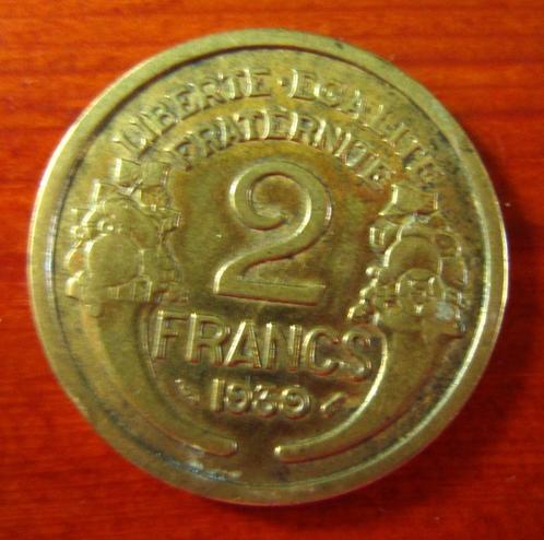 FRANKRIJK munt - 2 frank - 1939, Postzegels en Munten, Munten | Europa | Niet-Euromunten, Losse munt, Frankrijk, Verzenden