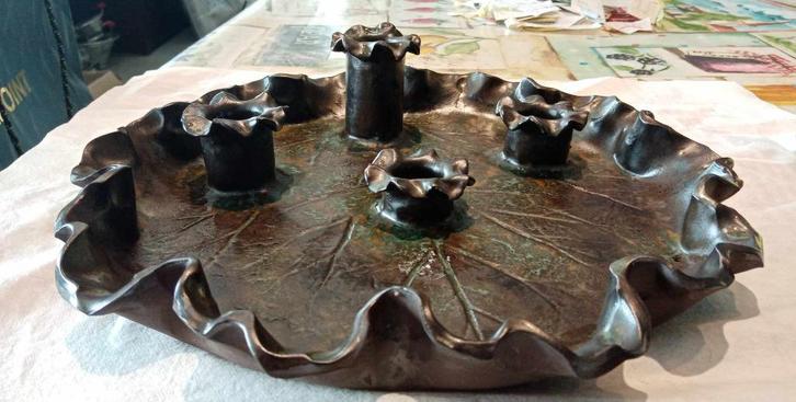 plateau voor 4 kaarsen adventkrans decoratie, Huis en Inrichting, Woonaccessoires | Kandelaars en Kaarsen, Zo goed als nieuw, Kandelaar