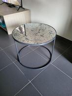 Bijzettafel met spiegelglas / Salontafel (Rond model), Glas, Rond, Zo goed als nieuw, Ophalen