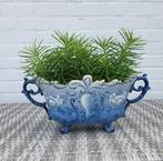 Antieke jardinière van Nimy-19de eew-Blauwe faïence, Ophalen of Verzenden