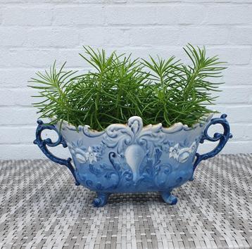 Jardinière ancienne en faïence bleue de Nimy-XIXe siècle, Enlèvement ou Envoi