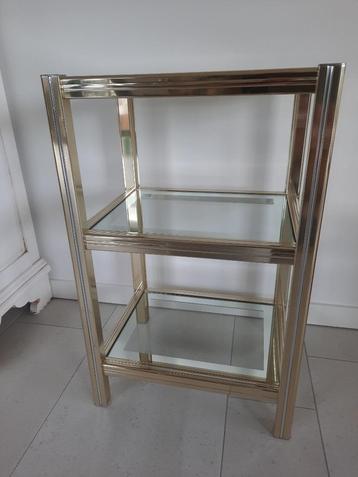 bijzettafel verguld messing met glazen leggers vintage beschikbaar voor biedingen