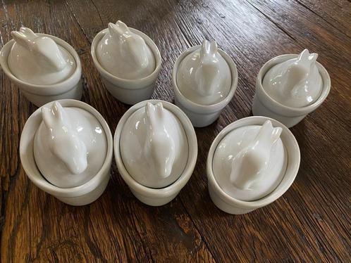 7 terrines individuelles en porcelaine – couvercle tête de l, Huis en Inrichting, Keuken | Servies, Nieuw, Kom(men), Overige stijlen