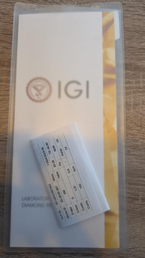 Diamant-smaragdvorm 1Cts -IGI-gecertificeerd  D VS, Handtassen en Accessoires, Edelstenen, Nieuw, Ophalen of Verzenden