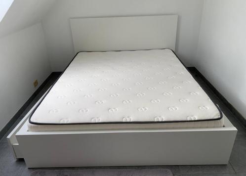 Ikea Malm bed en matras, Huis en Inrichting, Slaapkamer | Bedden, Nieuw, Tweepersoons, 160 cm, 200 cm, Hout, Wit, Ophalen
