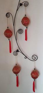 Lot 4 boules de Noël décoration sapin style chinois, Ophalen of Verzenden, Zo goed als nieuw