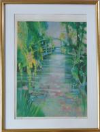CAMILLE HILAIRE / PONT A GIVERNY / KLEURLITHO / 86x65cm KAD, Antiek en Kunst, Ophalen