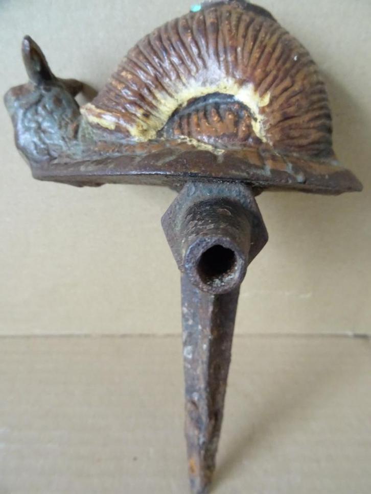 Curiosa antiek smeedijzeren fonteinornament slak 21cm 1920, Antiek en Kunst, Antiek | Overige Antiek, Ophalen of Verzenden