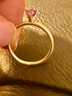 Gouden ring 18 k met helder paars amethist edelsteen, Comme neuf, Femme ou Homme, Avec pierre précieuse, Or