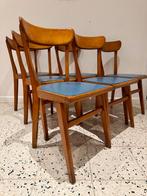 6 vintage stoelen / caféstoelen / schoolstoelen, Huis en Inrichting, Stoelen, Gebruikt, Blauw, Vijf, Zes of meer stoelen, Ophalen