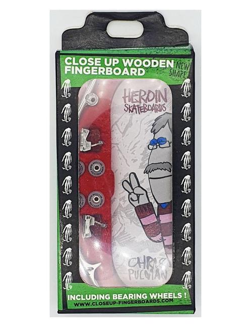 Close Up Wooden Fingerboard Heroin Chris Pulm Silver Trucks, Collections, Jouets miniatures, Comme neuf, Envoi