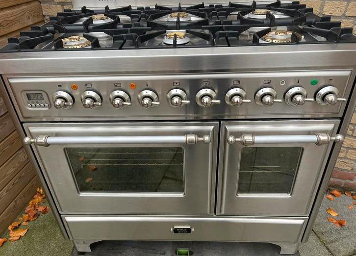 Luxe Boretti gasfornuis met gasoven,100cm, Elektronische apparatuur, Fornuizen, Gebruikt, Vrijstaand, Gas, 5 kookzones of meer
