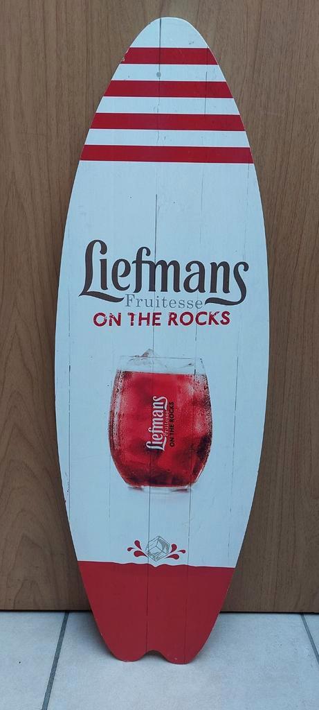 Houten reclamebord / surfboard Liefmans, Verzamelen, Biermerken, Zo goed als nieuw, Reclamebord, Plaat of Schild, Overige merken