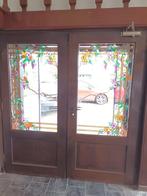 Dubbele antieke deur met loodglas, Huis en Inrichting, Overige Huis en Inrichting, Gebruikt, Ophalen