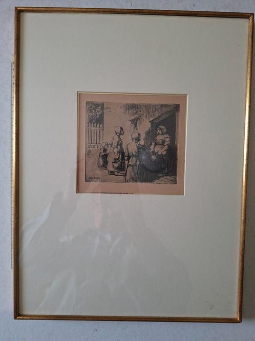 Gevoelige ets Jakob Smits "Arme vrouwen", Antiek en Kunst, Kunst | Etsen en Gravures, Ophalen of Verzenden